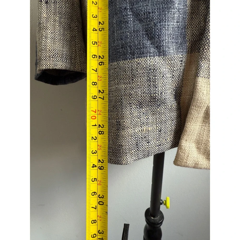 J mcLaughlin Buffalo Check tweed peacoat Blazer Jacket‎ Blue Tan Lightweight - Picture 4 of 6